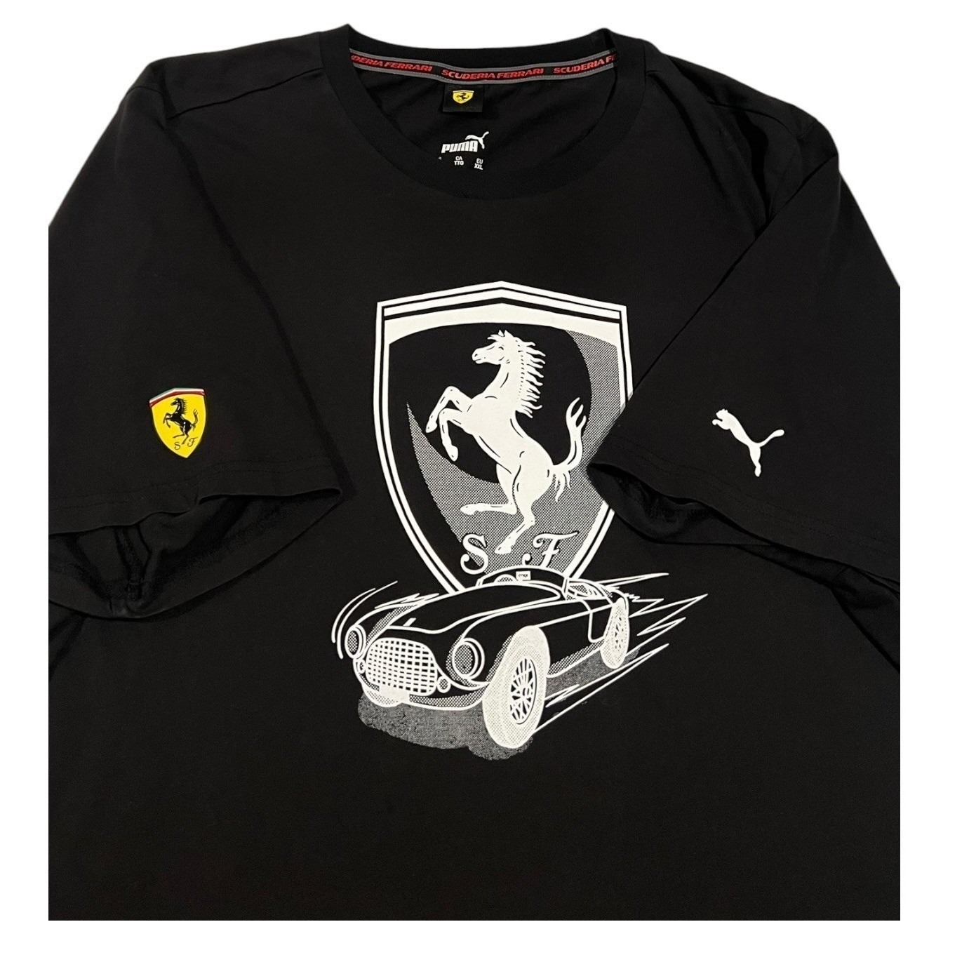 Puma Scuderia Ferrari Mens Xxl Black Graphic Tee Vintage Car Racing Shirt Logo